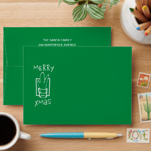 Green and Sparkling Merry Xmas Envelope
