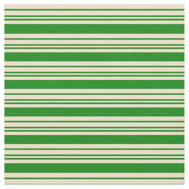 Green and Tan Coloured Striped Pattern Fabric (Close Up)