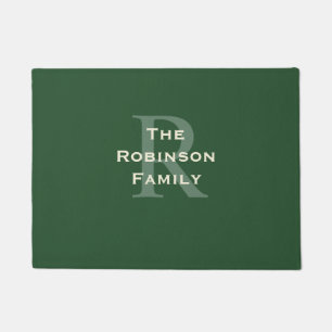 Green and Tan Family Name Monogrammed  Doormat