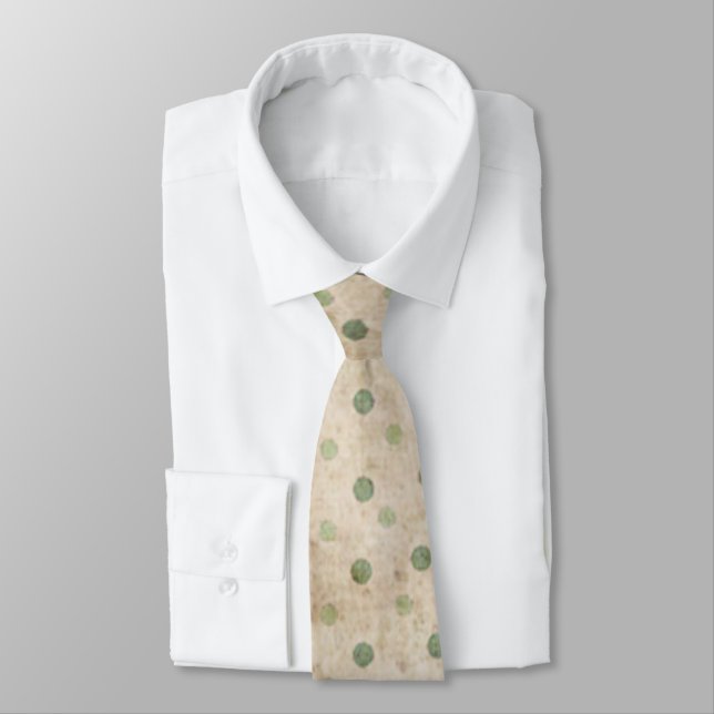 Green and Tan Polka Dot Tie (Tied)