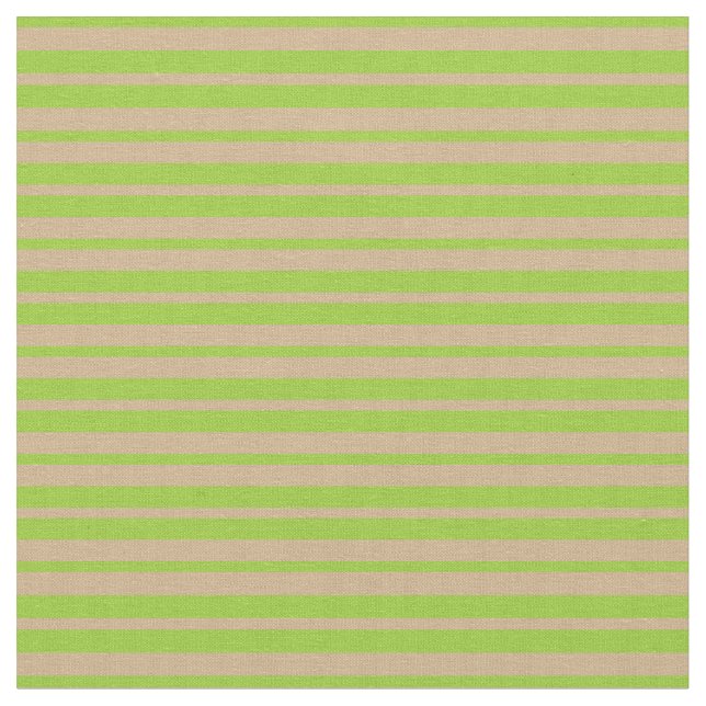 Green and Tan Striped Pattern Fabric (Close Up)
