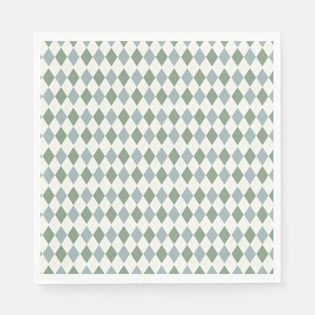 Green and Taupe Argyle Pattern-Elegant  Versatile Napkin (Front)