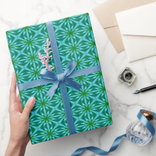 Green And Teal Abstract Floral Pattern Wrapping Paper