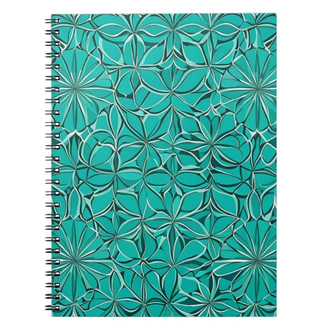 Green and Teal Abstract Leaves Notebook (Front)