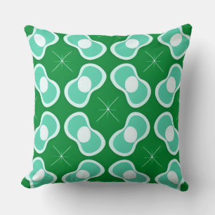 Green and Teal Abstract Pattern Throw Pillow
