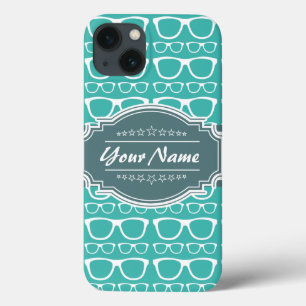 Green and Teal Geek Glasses Personalized iPhone 13 Case