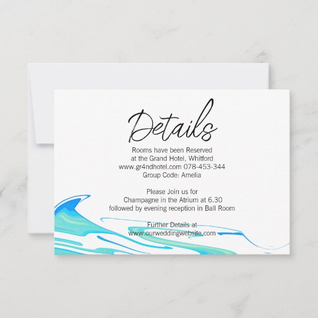  Green and Teal Ocean Wave Wedding Save the date Invitation (Front)