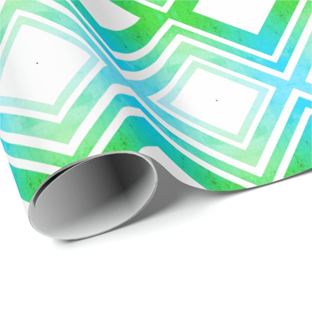 Green and Teal Patterned Any Occasion Gift Wrap (Roll Corner)