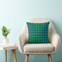 Green and Teal Polkadot Throw Pillow