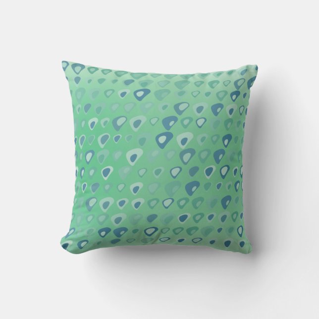 Green and Teal Triangles Texture on Light Green Throw Pillow (Front)