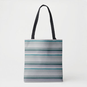 Green and Turquoise Abstract Stripes Tote Bag