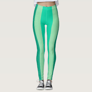 Green and Turquoise Stripes Leggings