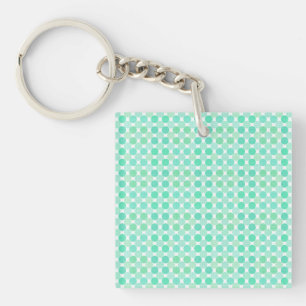 green and turquoise textured dots keychain