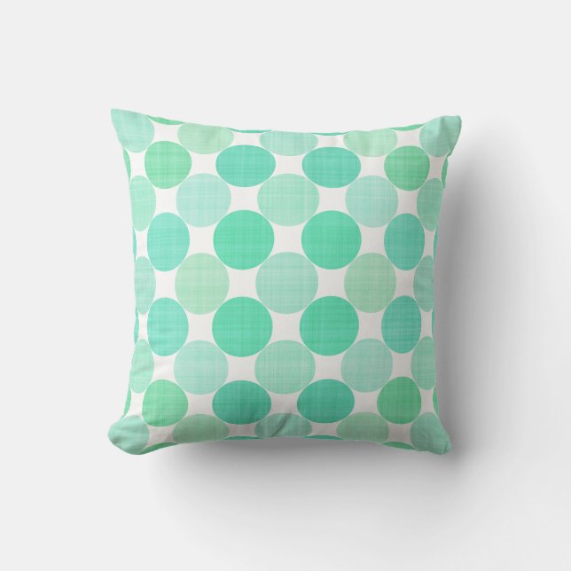 green and turquoise textured dots throw pillow (Front)