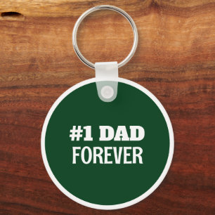 Green and White #1 Dad Forever Father's Day Gift Keychain