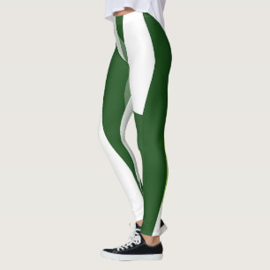 Green and white abstract leggings