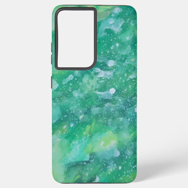 Green and White Abstract Samsung Galaxy S21 Ultra Case (Back)