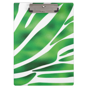 Green and White Abstract Stripes Clipboard