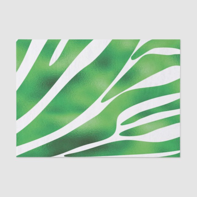 Green and White Abstract Stripes Tissue Paper (Front)