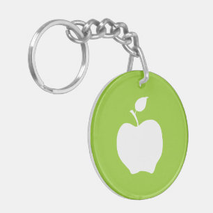 Green and White Apple Keychain