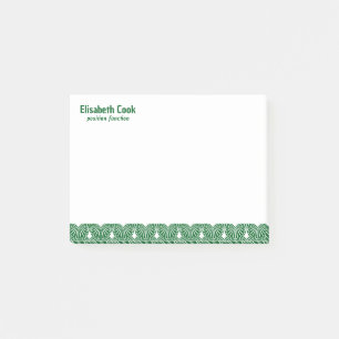 Green and White Art Deco Pattern, Custom Text Post-it Notes