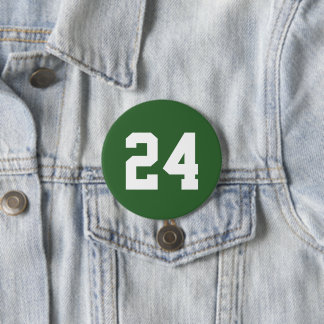 Green and White Athlete Jersey Number 3 Inch Round Button