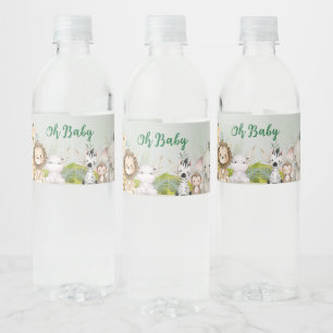 green and white baby shower water lables bottle label
