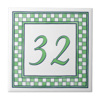 Green and White Big House Number Tile