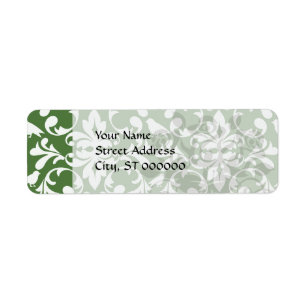 green and white bird damask pattern