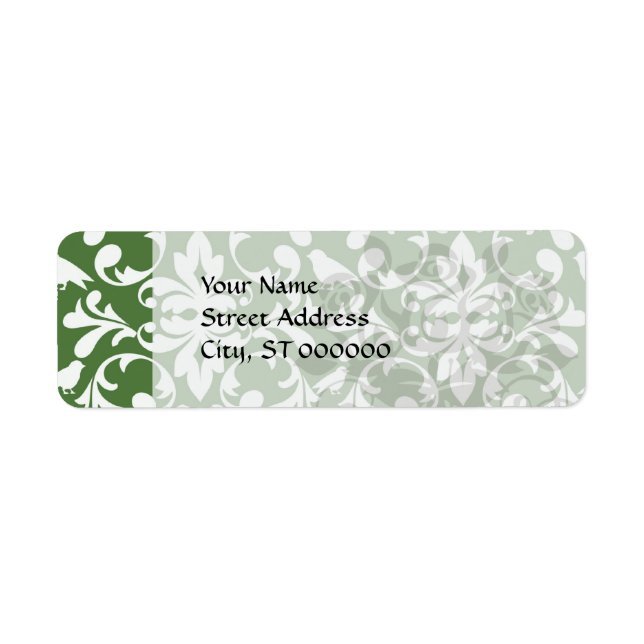 green and white bird damask pattern (Front)