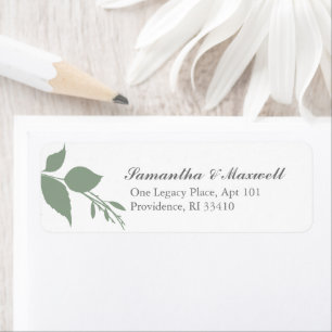 Green and White Botanical Greenery Return Address