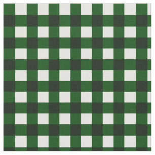 Green And White Buffalo Gingham Plaid Pattern Fabric