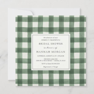 Green and White Buffalo Plaid Bridal Shower Invitation