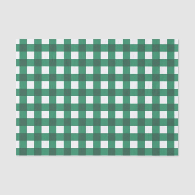 Green And White Buffalo Plaid Tissue Paper (Front)