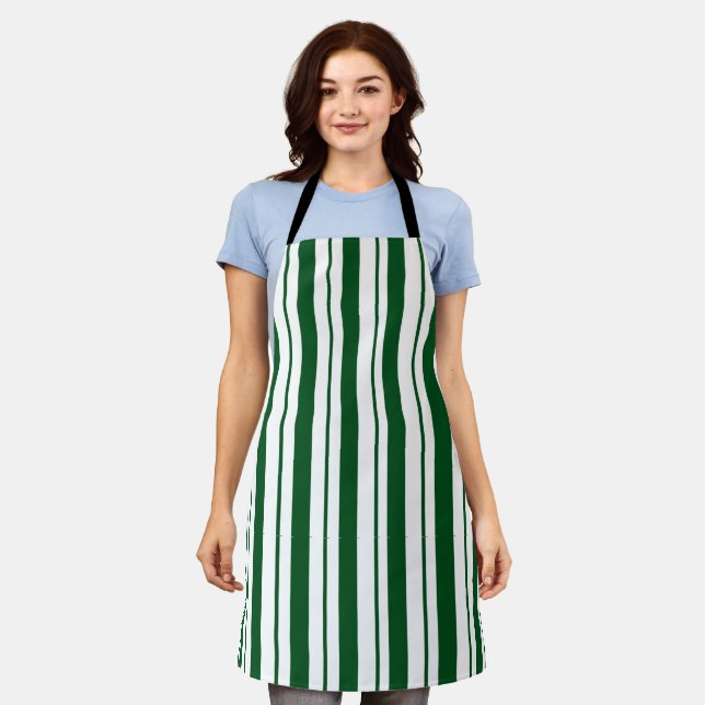 Green and White Candy Cane Stripes Apron (Worn)