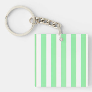 Green and white candy stripes keychain