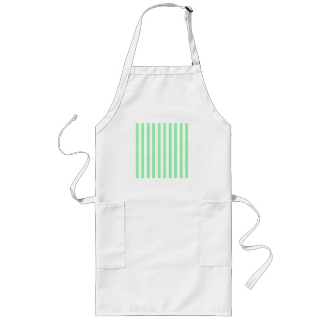 Green and white candy stripes long apron (Front)