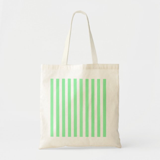 Green and white candy stripes tote bag (Front)