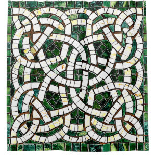 Green and White Celtic Knot Stone Mosaic