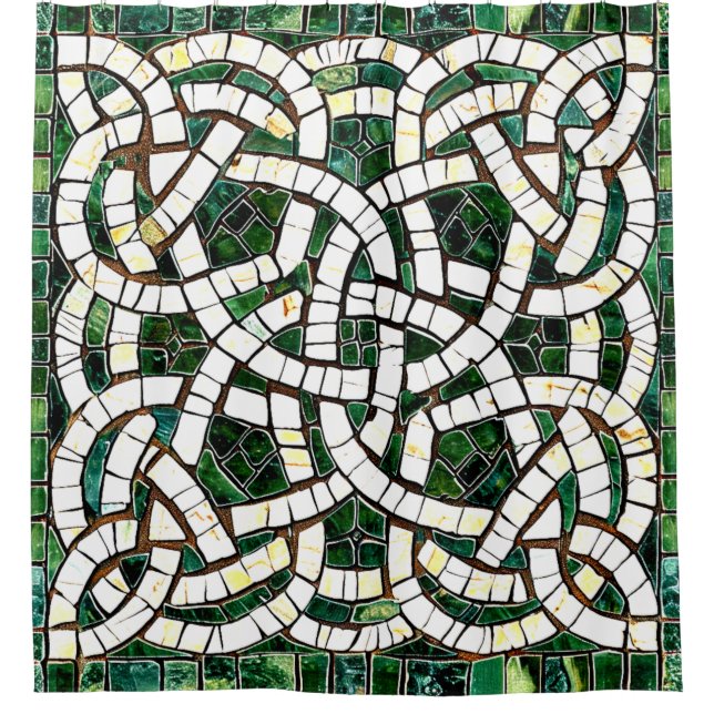 Green and White Celtic Knot Stone Mosaic (Front)