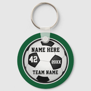 Green and White Cheap Soccer Gifts, Personalized Keychain