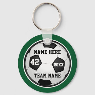 Green and White Cheap Soccer Gifts, Personalized Keychain