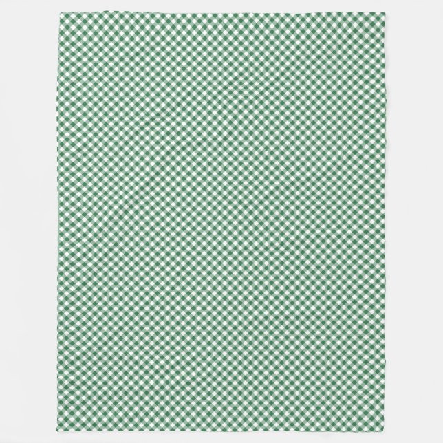 Green and White Check Gingham Fleece Blanket (Front)