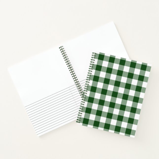 Green and White Checked Plaid Sketch Notes Notebook (Inside)