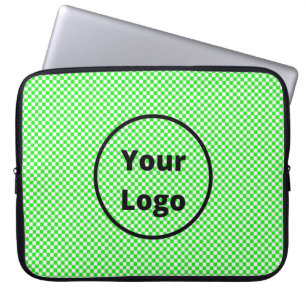 Green and white chequered board pattern laptop sleeve