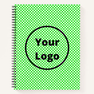 Green and white chequered board pattern notebook