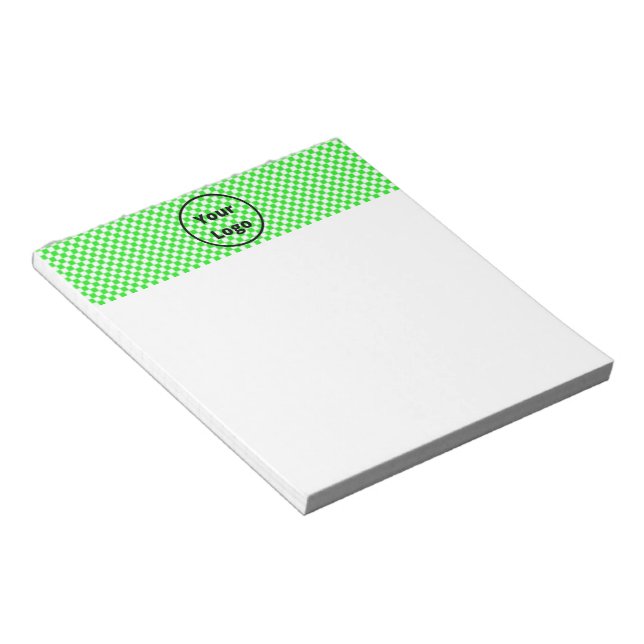 Green and white chequered board pattern notepad (Angled)