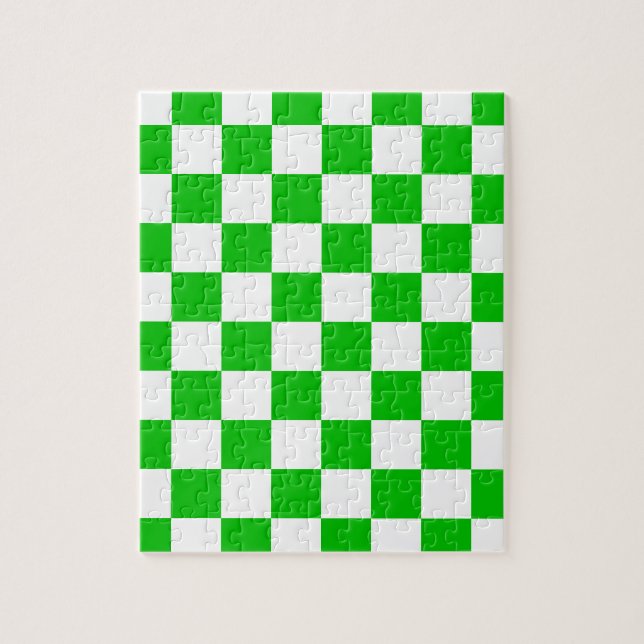 Green and White Chequered Pattern Jigsaw Puzzle (Vertical)