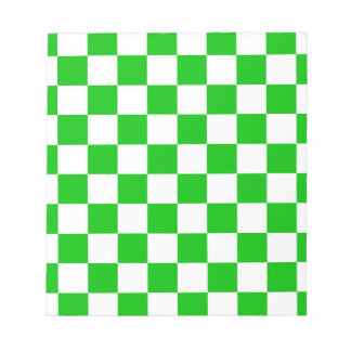 Green and White Chequered Pattern Notepad