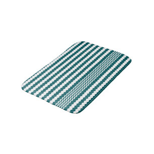 Green and White Chevron Design Bath Mat
